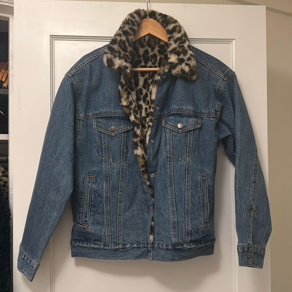 Reformation Fur Lined Denim Jacket